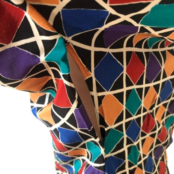Vintage Charles Bianco 100% midi dress in geometric pattern - Picture 9 of 14